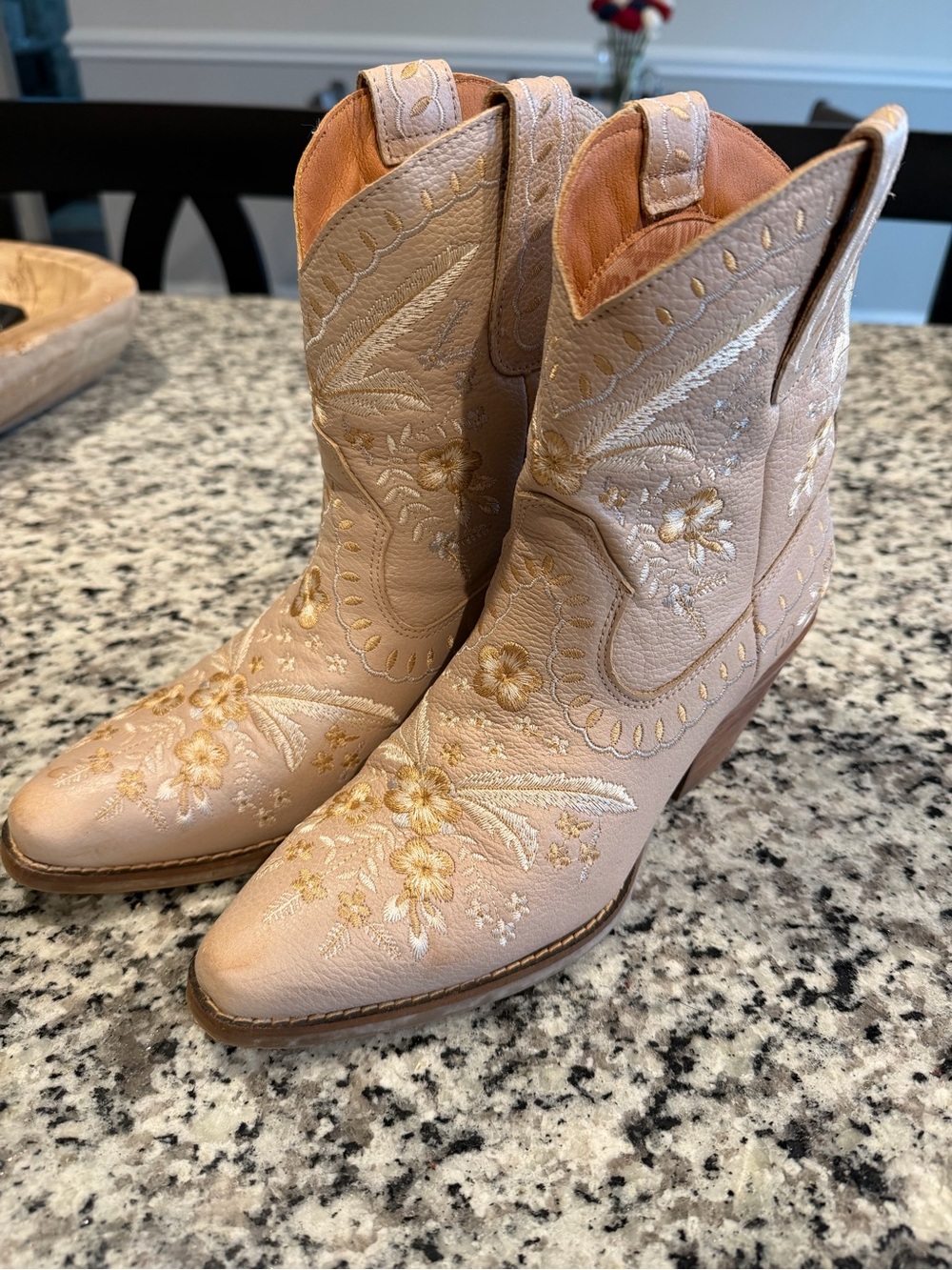 dingo Pink Floral Embroidered Western Ankle Boots